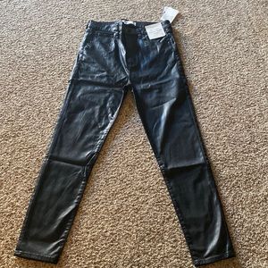Abercrombie and fitch super skinny ankle high rise faux leather jeans